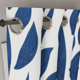 Botanic Ornamental Leaf Navy Blue Floral Blackout Window Curtain BREEZE