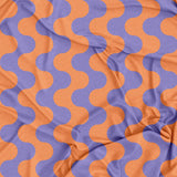 Wavy Stripes Retro Orange Violet Maximalist Aesthetic Tablecloth