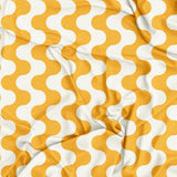 Wavy Stripes Retro Yellow Maximalist Aesthetic Tablecloth