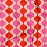 Geometric Oval Shapes Retro Pink Red Maximalist Aesthetic Tablecloth