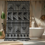 African Mudcloth Black White Ethnic Shower Curtain TARAJI