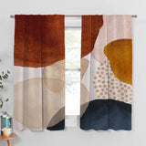 Abstract Art Terracotta Orange Blush Pink Blue Ivory Modern Boho Blackout Window Curtains ADELE - 2 Panels
