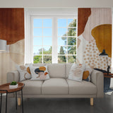 Abstract Art Terracotta Orange Blush Pink Blue Ivory Modern Boho Blackout Window Curtains ADELE - 2 Panels