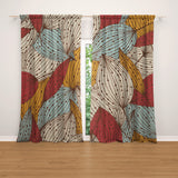 Abstract Decorative Leaves Mid Century Modern Blackout Window Curtain ALYSSUM