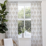 Neutral Abstract Modern Beige White Semi Sheer Window Curtain AVERY