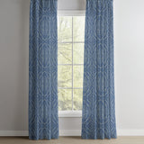Abstract Modern Geometric Minimalist Blue Semi Sheer Window Curtain AZUL