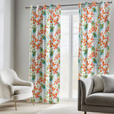 Watercolor Red Flowers Peacock Feathers Floral Blackout Window Curtain SERAPHINE