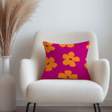 Orange Flowers Purple Maximalist Aesthetic Throw Pillow Cover