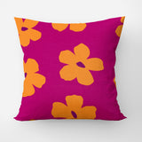 Orange Flowers Purple Maximalist Aesthetic Throw Pillow Cover