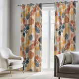 Decorative Blue Beige Brown Gold Botanical Blackout Window Curtain DAHLIA