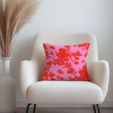 Summer Floral Pink Red Maximalist Aesthetic Throw Pillow Cover