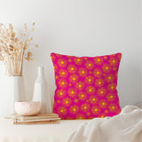 Abstract Floral Yellow Purple Maximalist Aesthetic Throw Pillow Cover