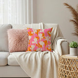 Dianthus Flowers Orange Pink Maximalist Aesthetic Throw Pillow Cover