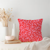 Abstract Botanic Pink Red Maximalist Aesthetic Throw Pillow Cover