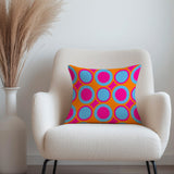 Retro Circle Orange Purple Blue Maximalist Aesthetic Throw Pillow Cover