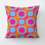 Retro Circle Orange Purple Blue Maximalist Aesthetic Throw Pillow Cover