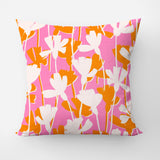 Dianthus Flowers Orange Pink Maximalist Aesthetic Throw Pillow Cover