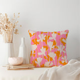 Dianthus Flowers Orange Pink Maximalist Aesthetic Throw Pillow Cover