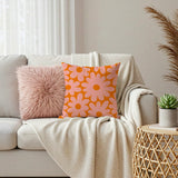 Groovy Daisy Flowers Pink Orange Maximalist Aesthetic Throw Pillow Cover