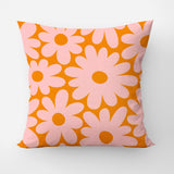 Groovy Daisy Flowers Pink Orange Maximalist Aesthetic Throw Pillow Cover