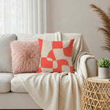Retro Abstract Geometric Orange Maximalist Aesthetic Throw Pillow Cover