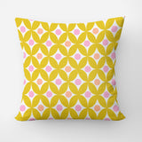 Retro Geometric Yellow Pink Maximalist Aesthetic Throw Pillow Cover