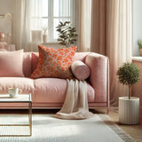 Naive Art Abstract Floral Orange Pink Maximalist Aesthetic Throw Pillow Cover