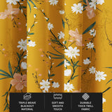 Botanic Garden Mustard Yellow Orchid Floral Blackout Window Curtain LAYLA