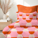 Retro Abstract Orange Pink Beige Maximalist Aesthetic Cotton Duvet Cover Set