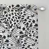 Botanic Abstract Modern Black White Semi Sheer Window Curtain BUTTERFLY