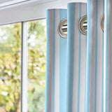 Light Blue White Vertical Stripes Nordic Scandinavian Blackout Window Curtain FJORD