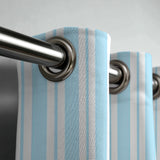 Light Blue White Vertical Stripes Nordic Scandinavian Blackout Window Curtain FJORD