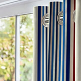 Retro Blue Burgundy Ivory Vertical Stripes Nordic Scandinavian Blackout Window Curtain VIND