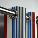 Retro Blue Burgundy Ivory Vertical Stripes Nordic Scandinavian Blackout Window Curtain VIND