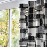 Black And White Abstract Geometric Mid Century Modern Blackout Window Curtain NOIR