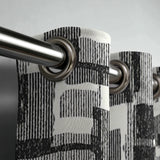 Black And White Abstract Geometric Mid Century Modern Blackout Window Curtain NOIR