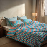 Nordic Minimalist Striped Blue White Red Scandinavian Cotton Duvet Cover Set HAVSTRIPE