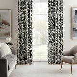 Abstract Organic Triangle Shibori Black Off-White Blackout Window Curtain INDAH
