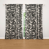 Abstract Organic Triangle Shibori Black Off-White Blackout Window Curtain INDAH