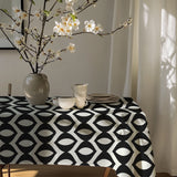 Scandinavian Black Off-White Geometric Tablecloth INGER
