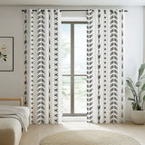 African Minimalist Black White Mudcloth Ethnic Blackout Window Curtain KIGALI