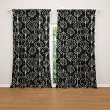 Abstract Organic Floral Geometric Black White Blackout Window Curtain KORI