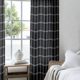 Minimalist Farmhouse Geometric White Black Checkered Semi Sheer Window Curtain LORAH