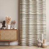Minimalist Geometric Striped Black Ivory Blackout Window Curtain LYDIA