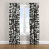 Black And White Abstract Geometric Mid Century Modern Blackout Window Curtain NOIR