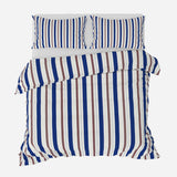 Nordic Blue Red Striped Coastal Scandinavian Cotton Duvet Cover Set NORDHAVN