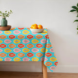 Colorful Papaya Tropical Fruits Summer Blue Tablecloth FITRIA