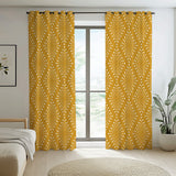 African Mustard Yellow White Mudcloth Blackout Window Curtain SAMBURU