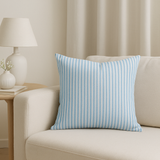 Light Blue White Vertical Thin Stripes Nordic Scandinavian Throw Pillow Cover SNO