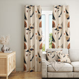Abstract Modern Natural Colors Beige Boho Blackout Window Curtain ELOWEN